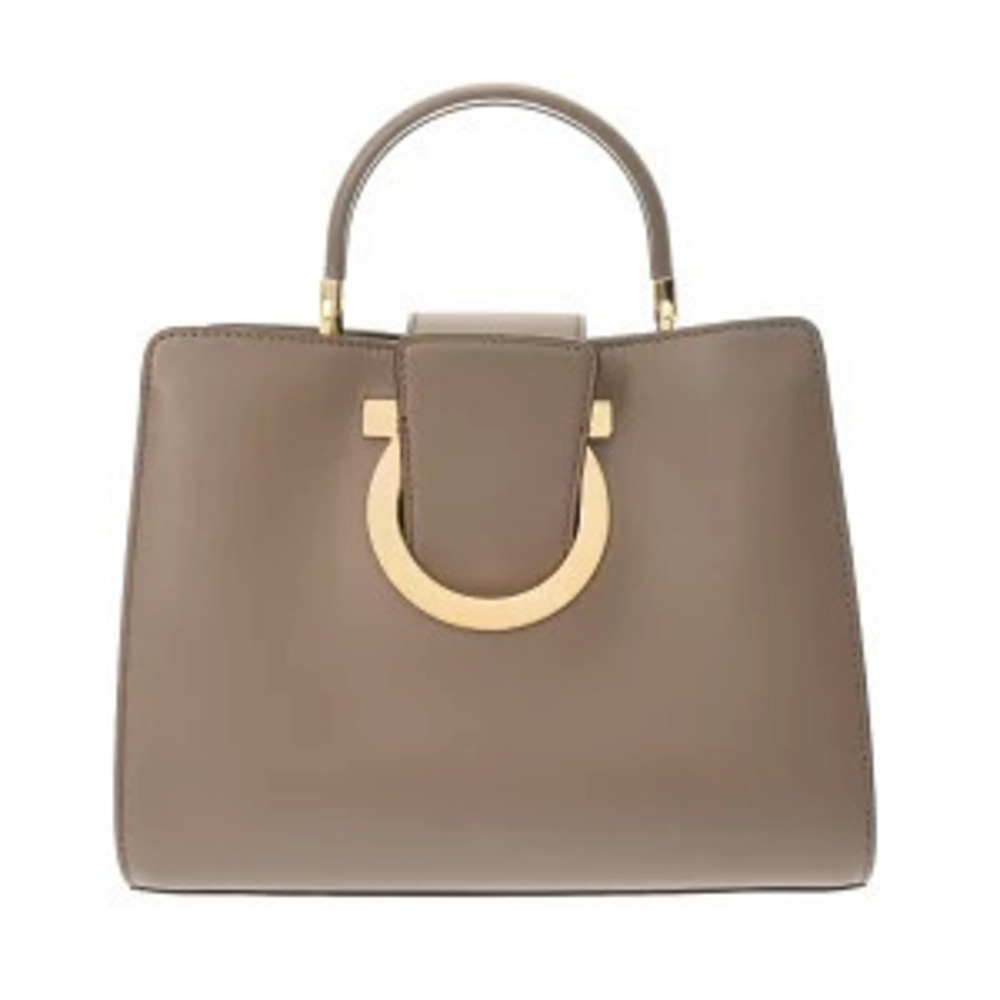 Salvatore Ferragamo Gancini Leather Bag Beige Tan